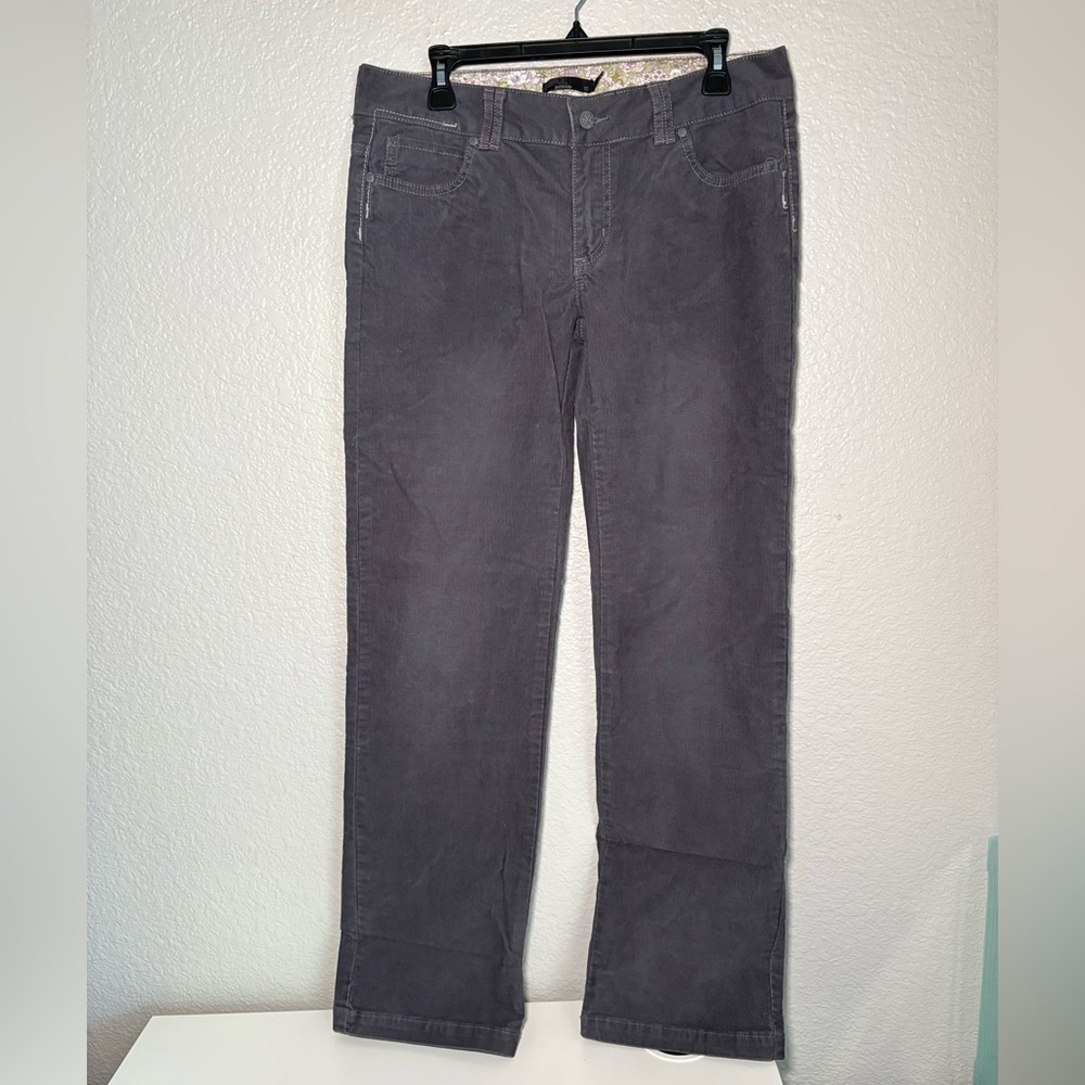 prAna Chino Pants Womens 10 Gray Solid Staight Outdoors Hiking Baggy Corduroy